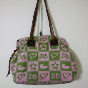 - Vintage Large Dooney & Bourke Pink, Green DB, Ducks,❤️ Handbag/Purse